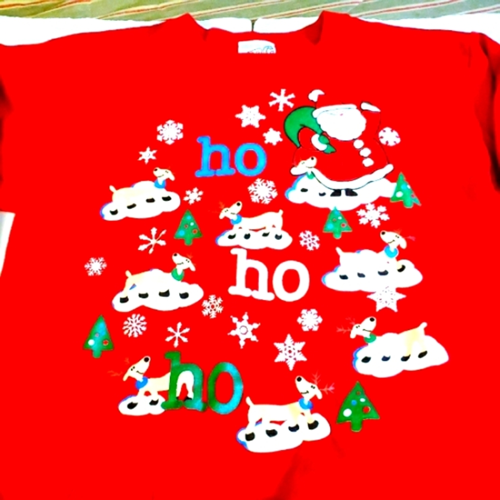 Red Vintage Christmas Sweatshirt Santa Ho Ho Ho Ulgy Xmas Sweater